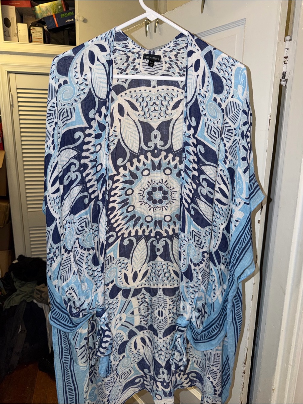 Coco & Carmen Vibrant Multicolor Blue Patterned Kimono